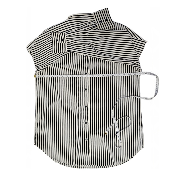 H&M Cream & Black Striped Long Sleeve Button-down Shirt Womens Medium - Picture 11 of 15